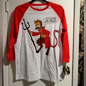 Simpson’s Red and White Graphic Raglan Shirt